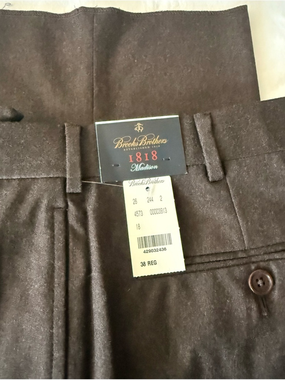 Brooks Brothers 1818 Madison Dark Brown Men's Dress Pants